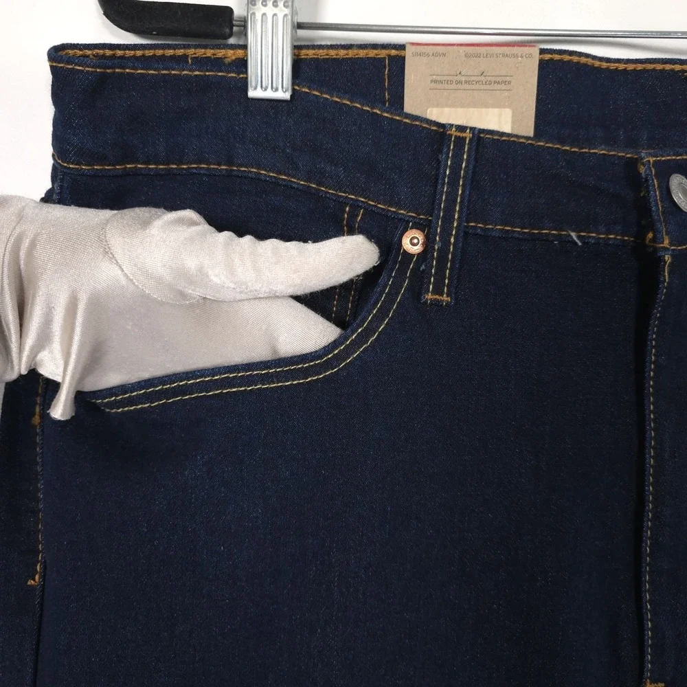LEVIS 514 Mens New Jeans Straight 36X31 Dark Wash Stretch 00514-3181